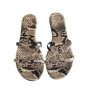 TKEES Gemma Vegan Snake Print Slide Sandal 6